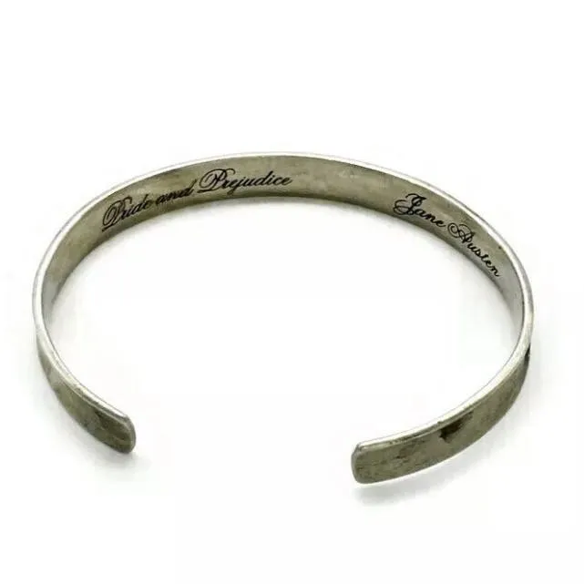 "Indulge Your Imagination" Jane Austen Inscription Affirmation Cuff by Laurel Elliott Dvb New York