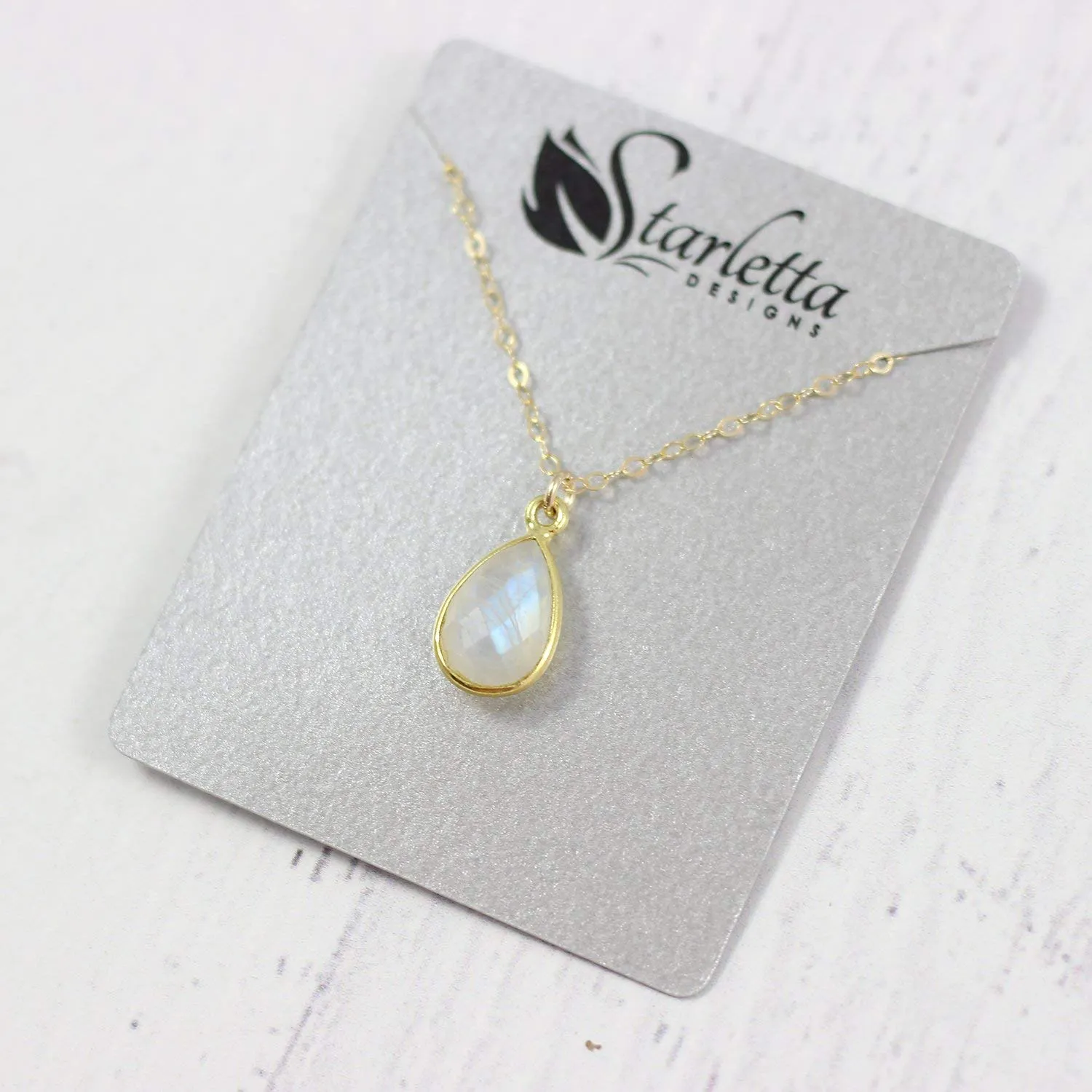 Rainbow Moonstone Yellow Gold Bridal Necklace