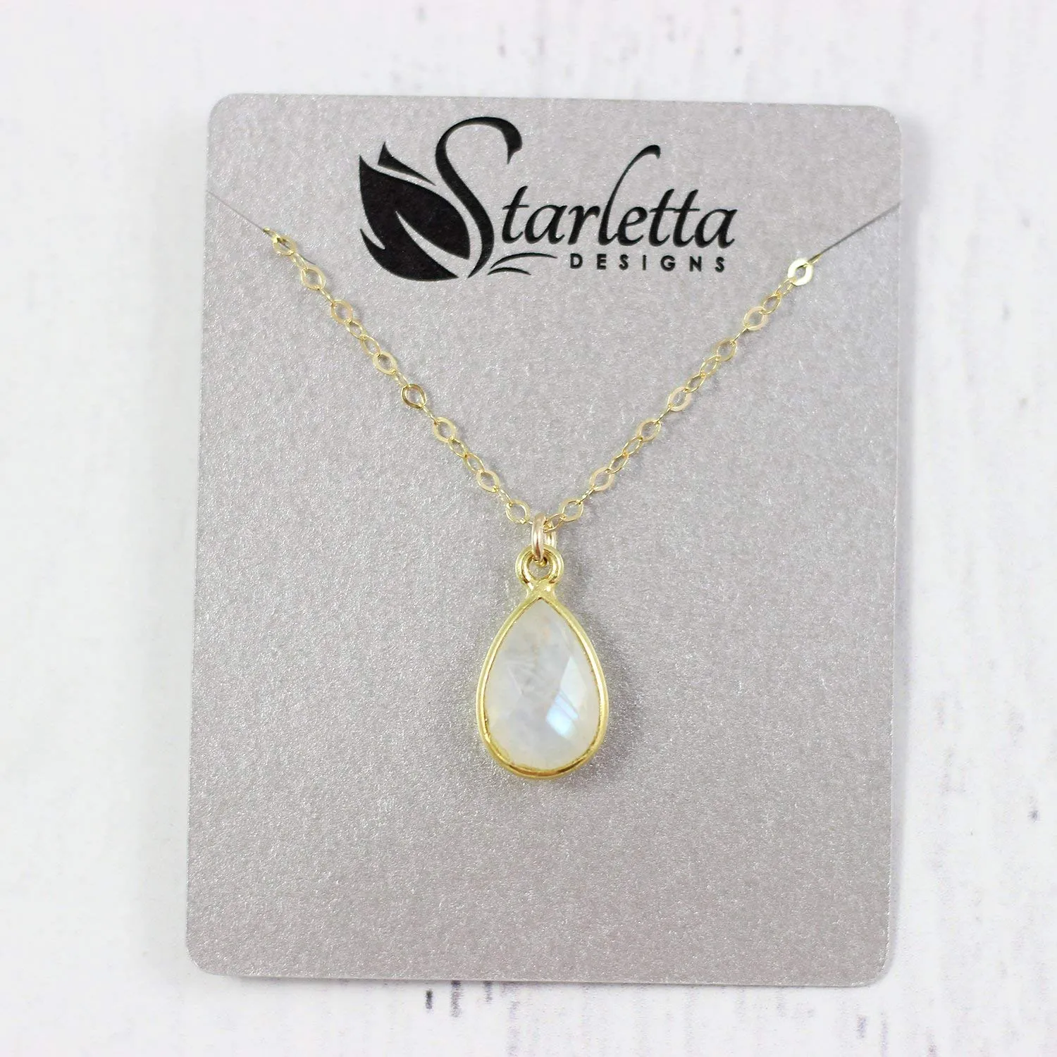 Rainbow Moonstone Yellow Gold Bridal Necklace