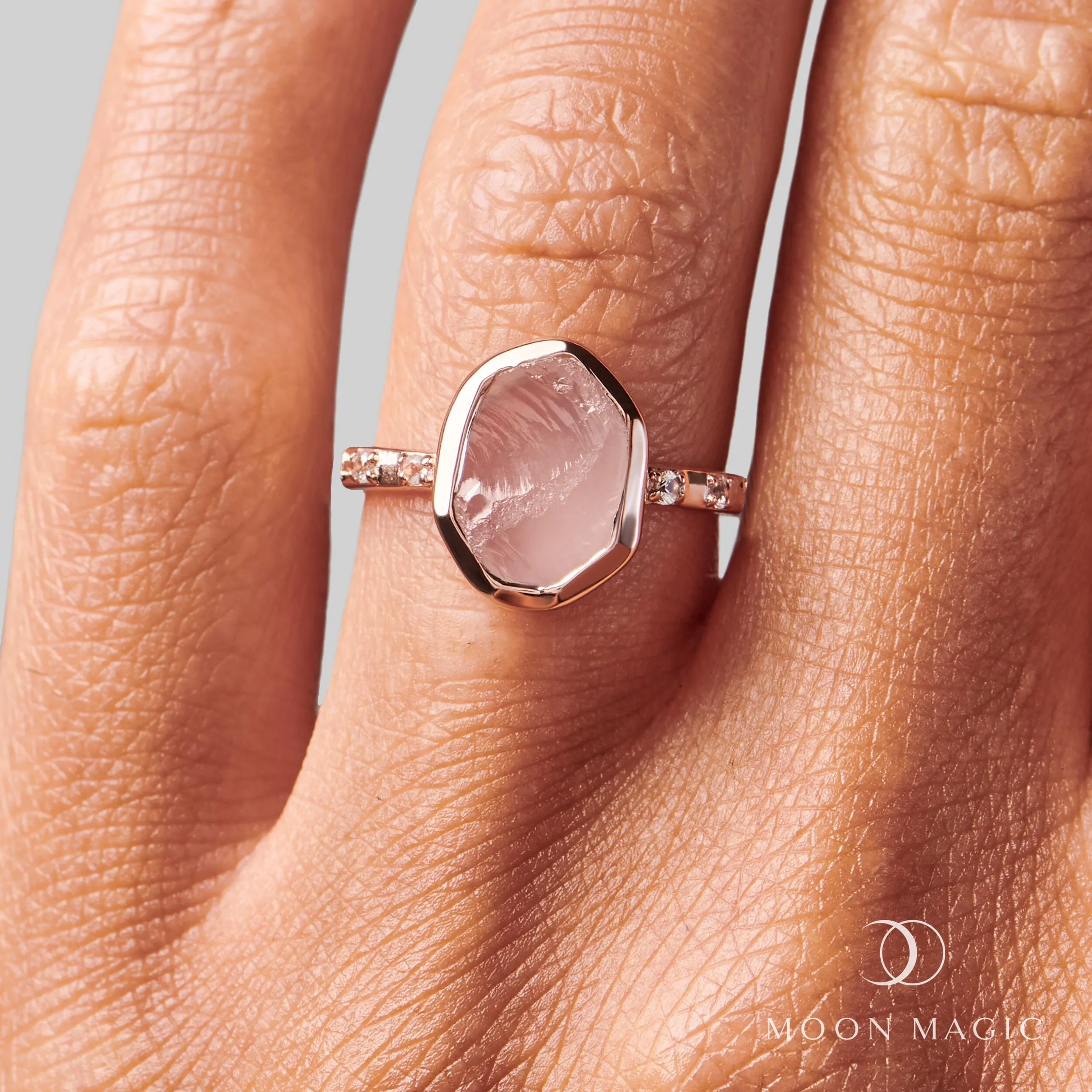 Raw Crystal Ring - Hypnotic Rose Quartz