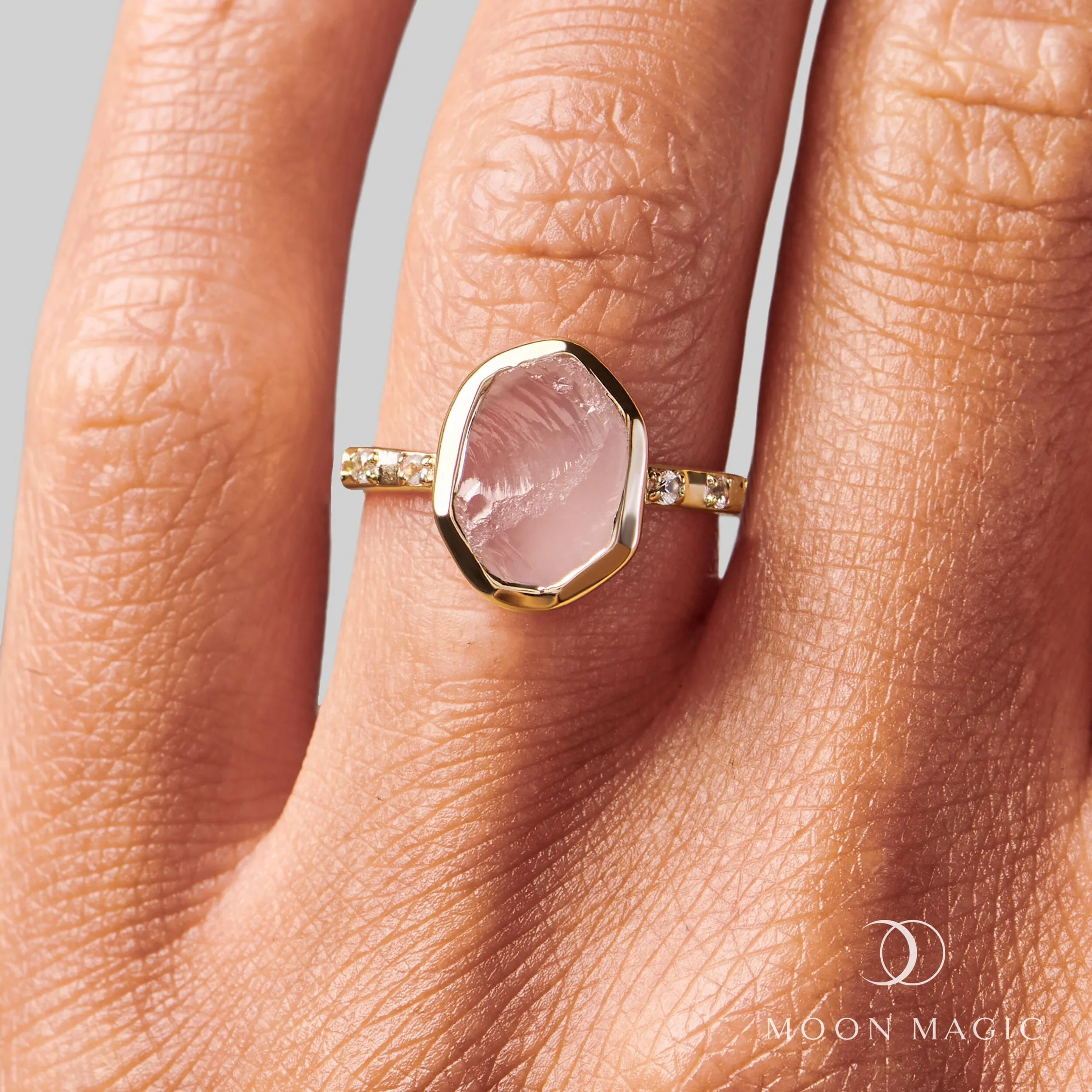Raw Crystal Ring - Hypnotic Rose Quartz