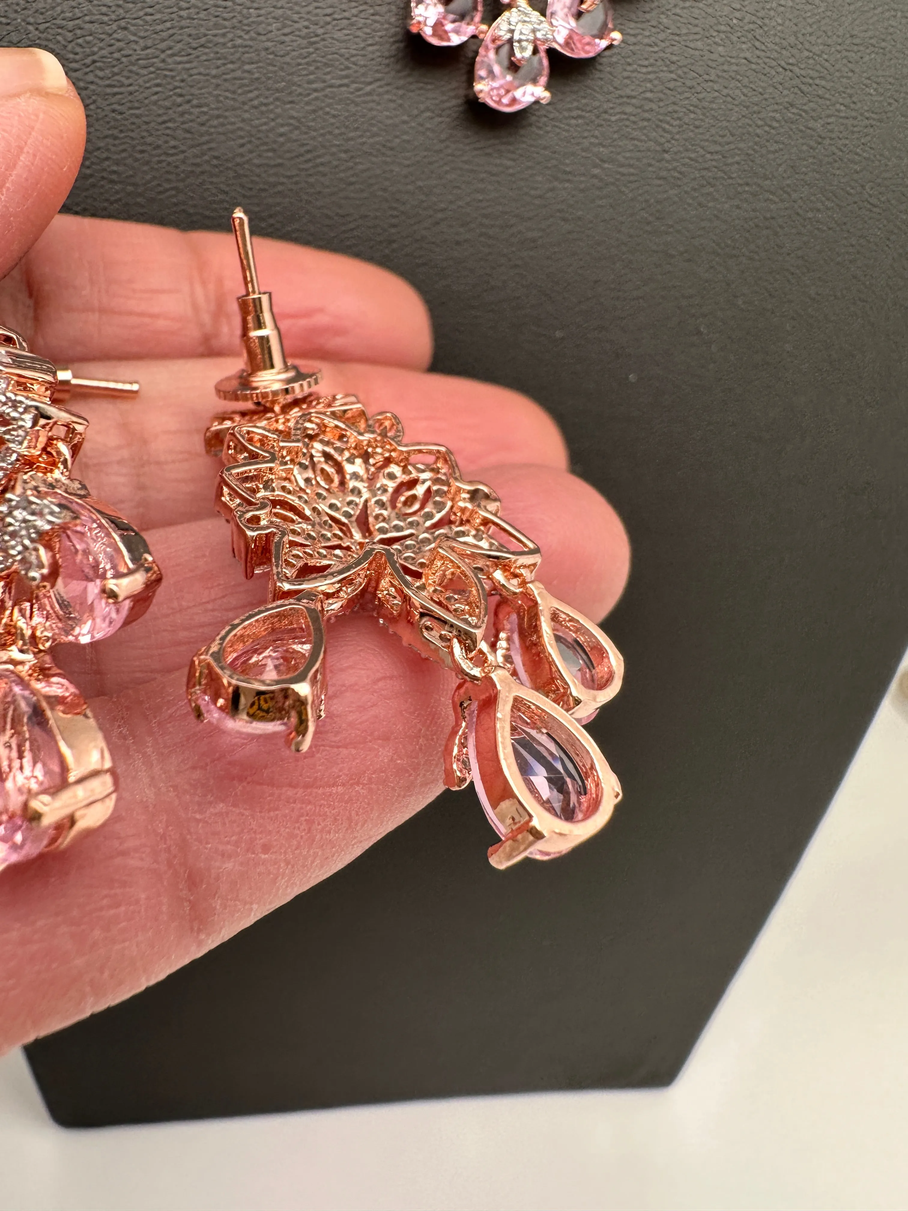 Rose Gold AD Color Stone Necklace