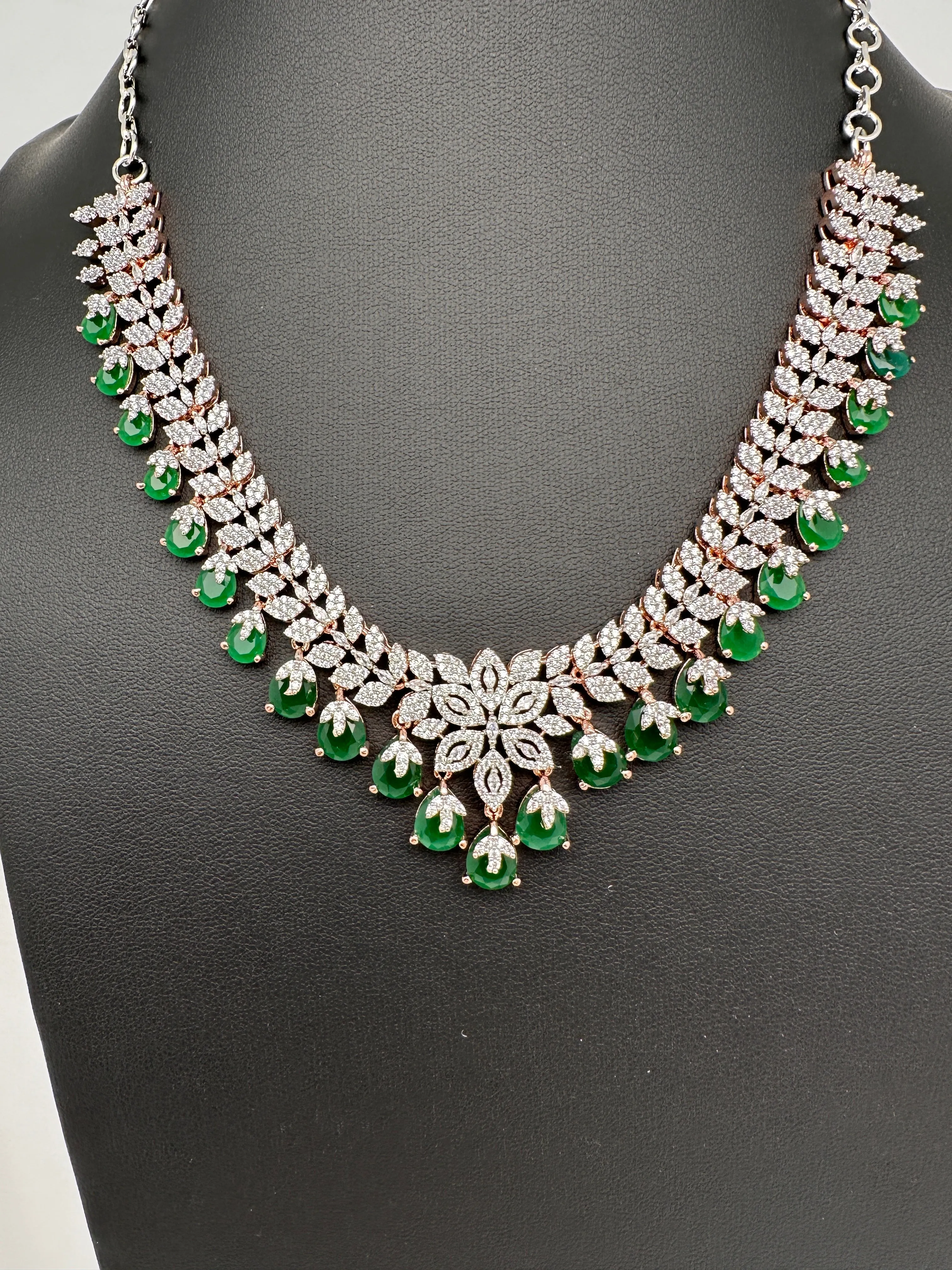 Rose Gold AD Color Stone Necklace