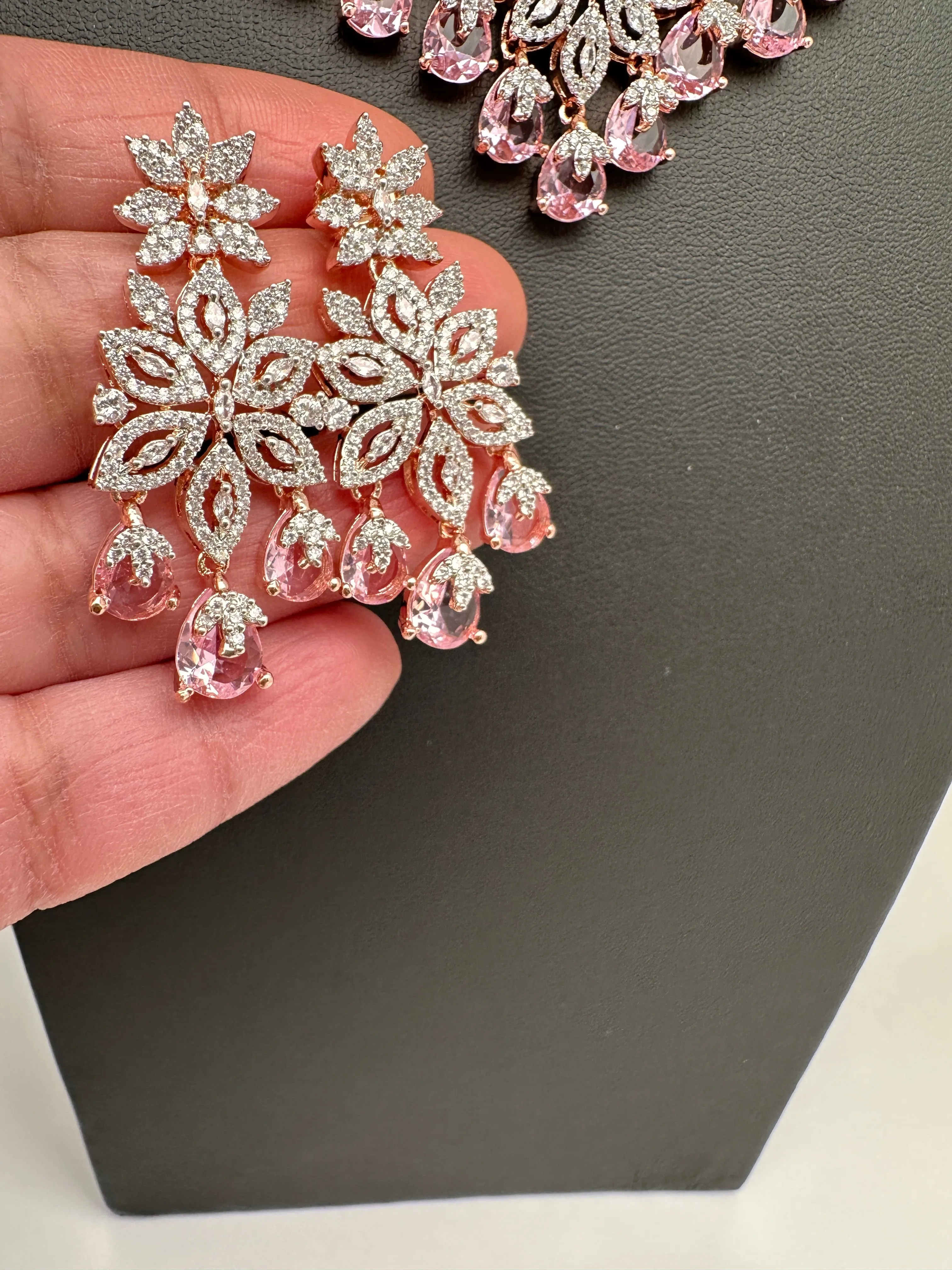 Rose Gold AD Color Stone Necklace