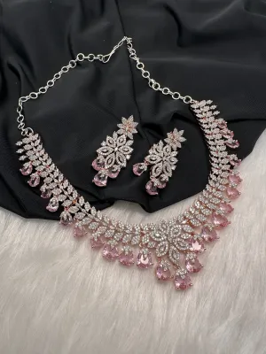 Rose Gold AD Color Stone Necklace