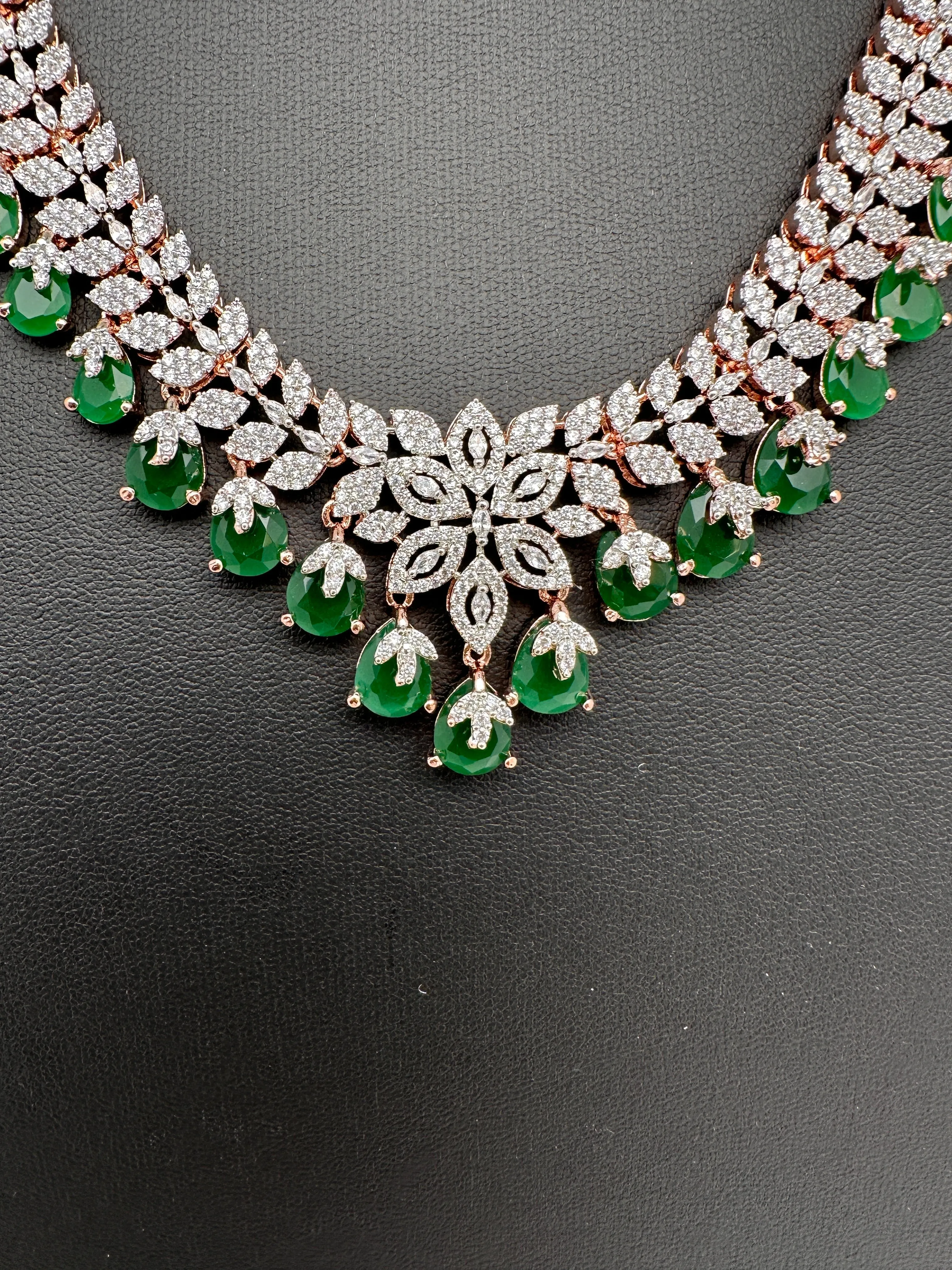 Rose Gold AD Color Stone Necklace