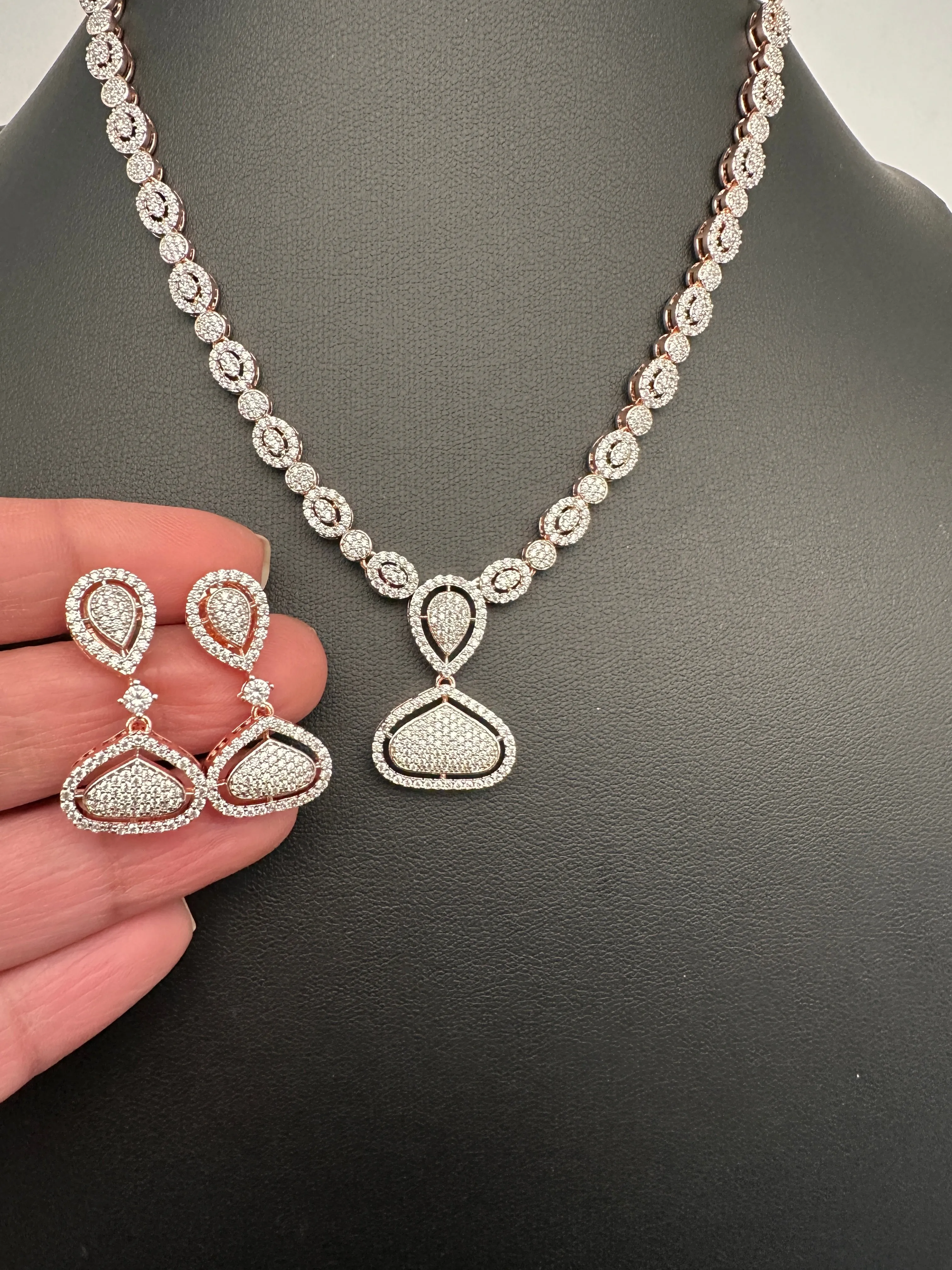 Rose Gold AD Dainty Necklace
