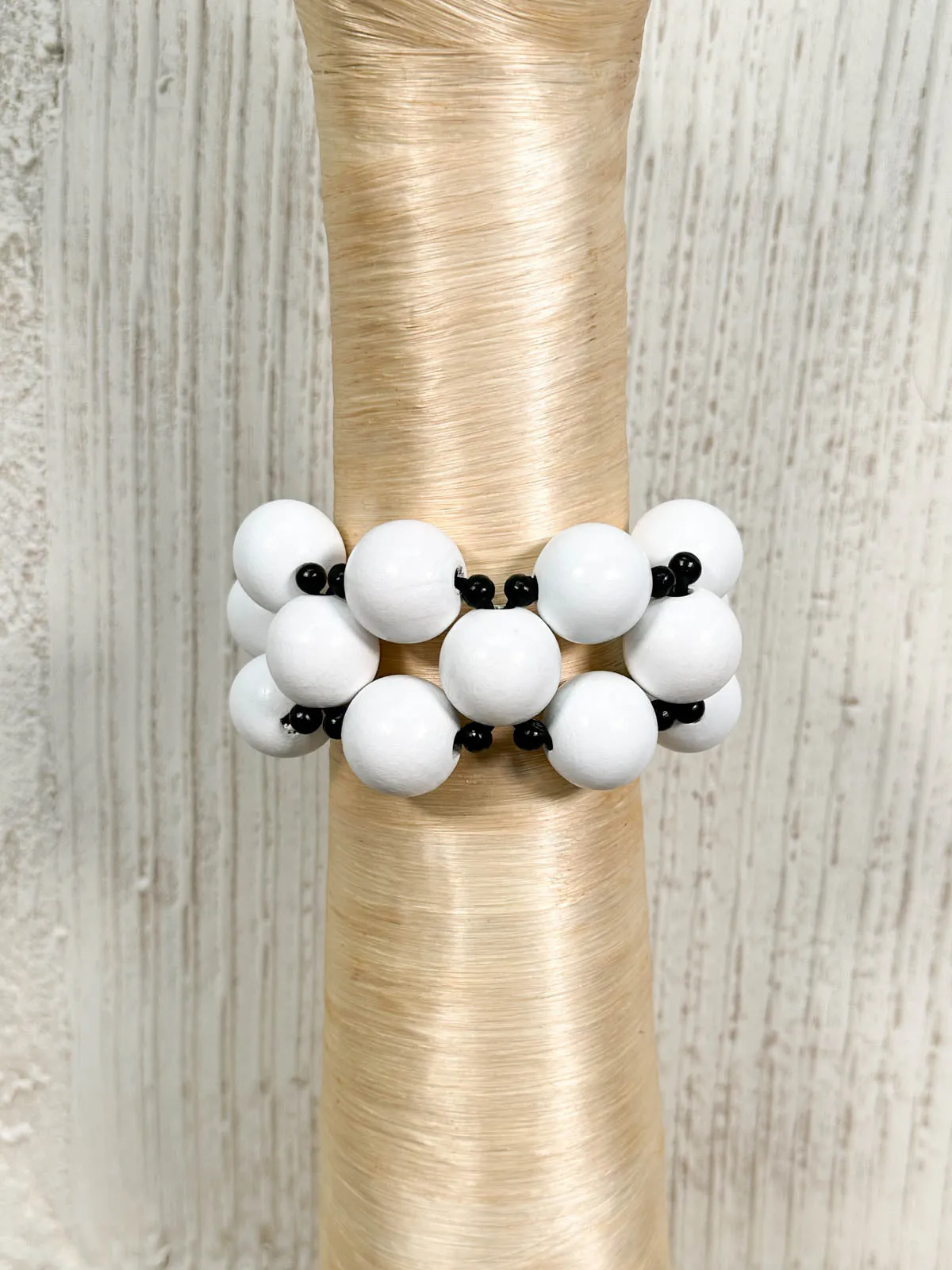 Round Bead Cuff Bracelet, White