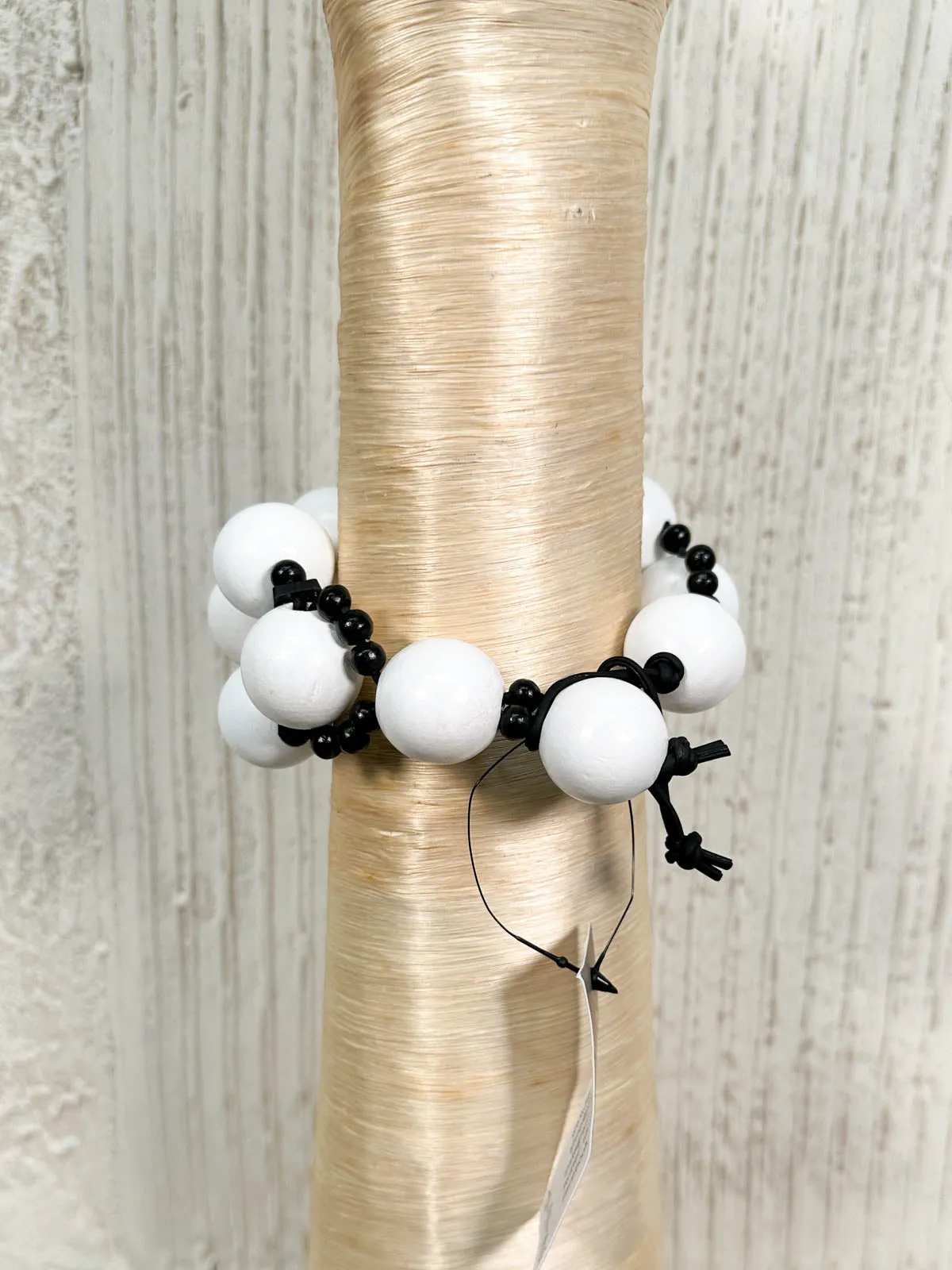 Round Bead Cuff Bracelet, White