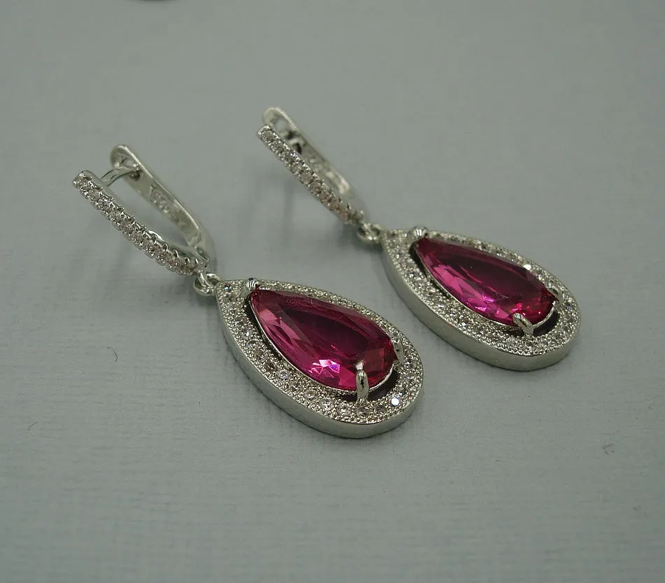 Ruby, Wedding Earrings, Hook Earrings, Drop, Dangle Earrings, Wedding Bridal Bridesmaid Jewelry Gift