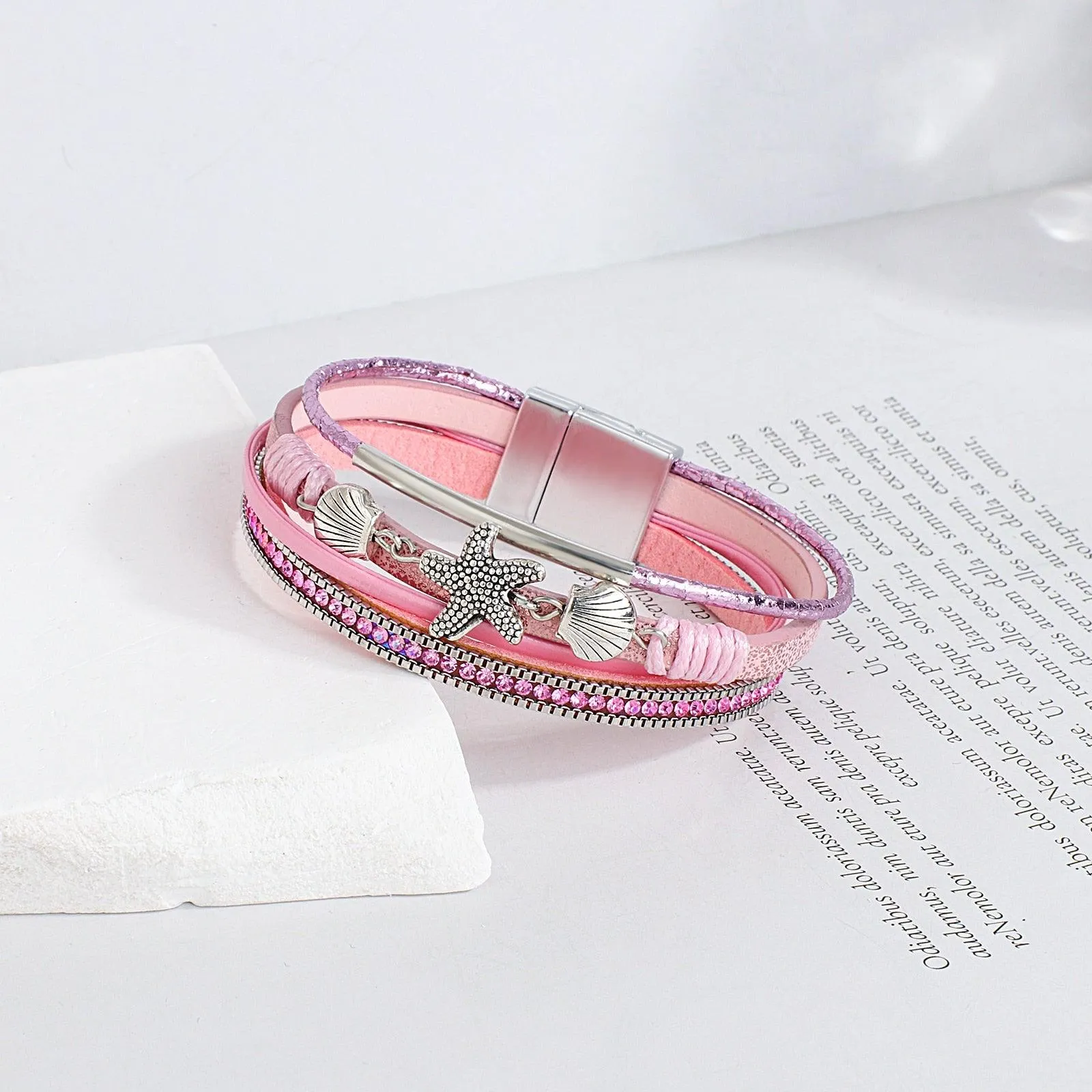 'Sea Life' Charm Cuff Bracelet - pink
