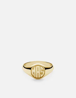 Signet Ring, 14k Gold/3 Letter