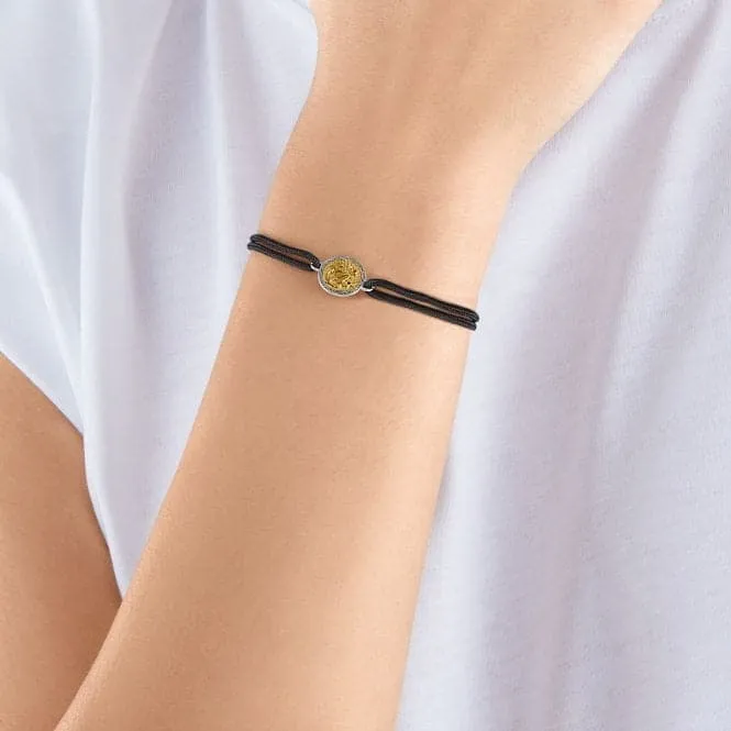 Silver Gold Plated Nylon Zirconia Black Faith, Love, Hope Bracelet LS116-543-11-L22V