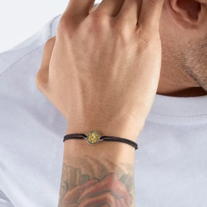 Silver Gold Plated Nylon Zirconia Black Faith, Love, Hope Bracelet LS116-543-11-L22V