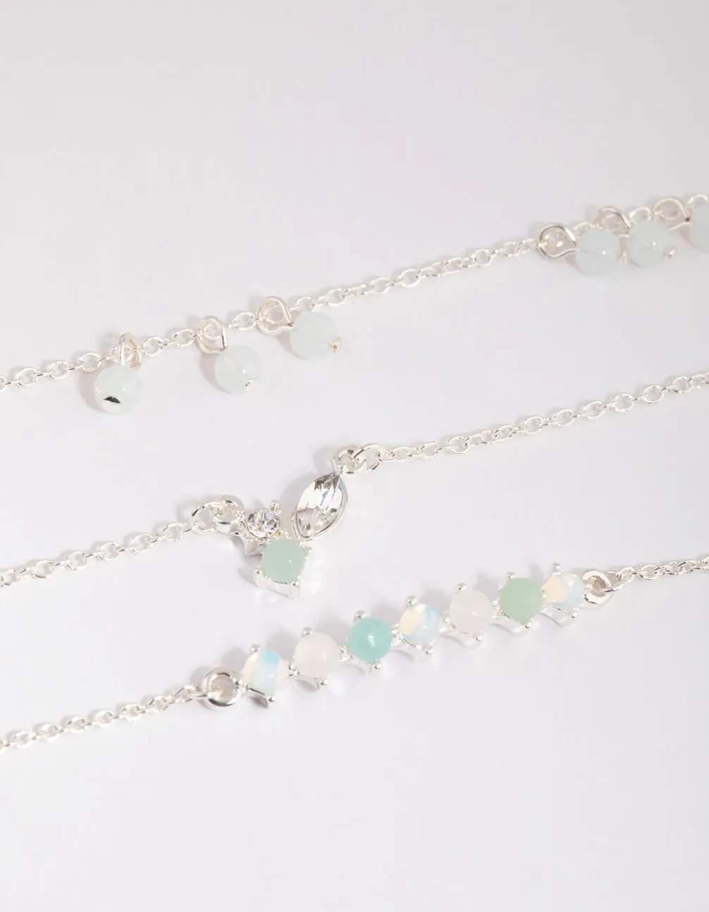 Silver Mixed Bead Bracelet & Anklet Pacl