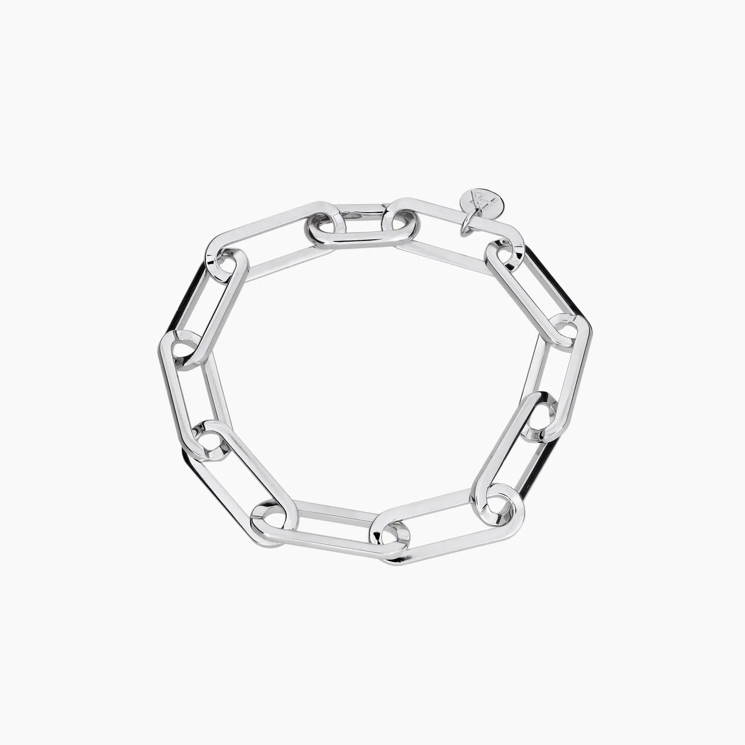 Silver Squared Long Links Bracelet