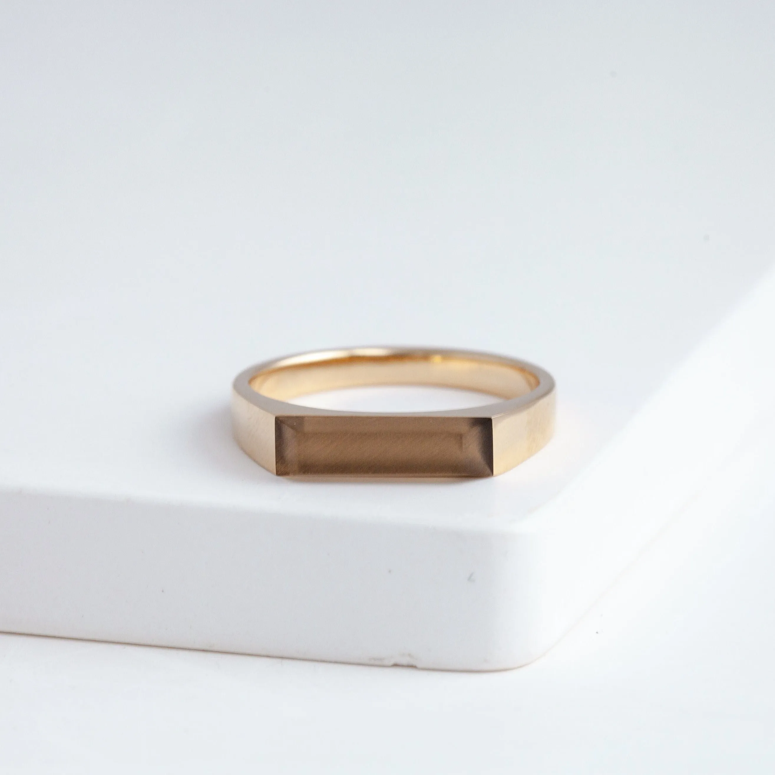Smoky quartz signet ring