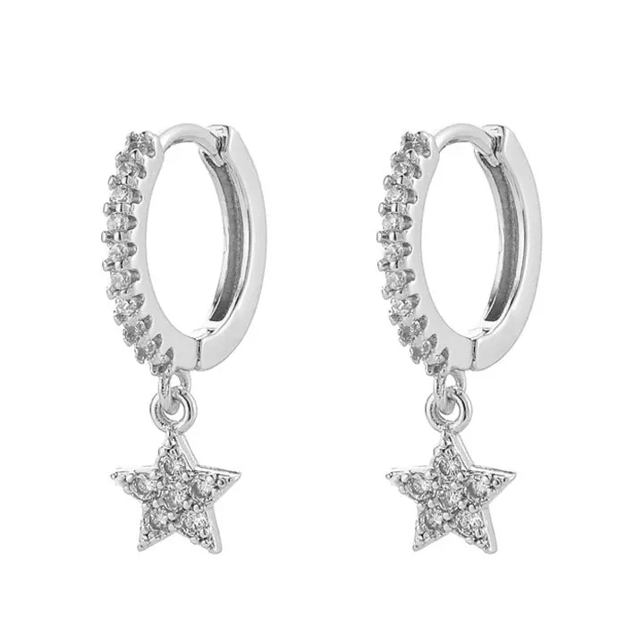 Star Pendant Hoop Earrings