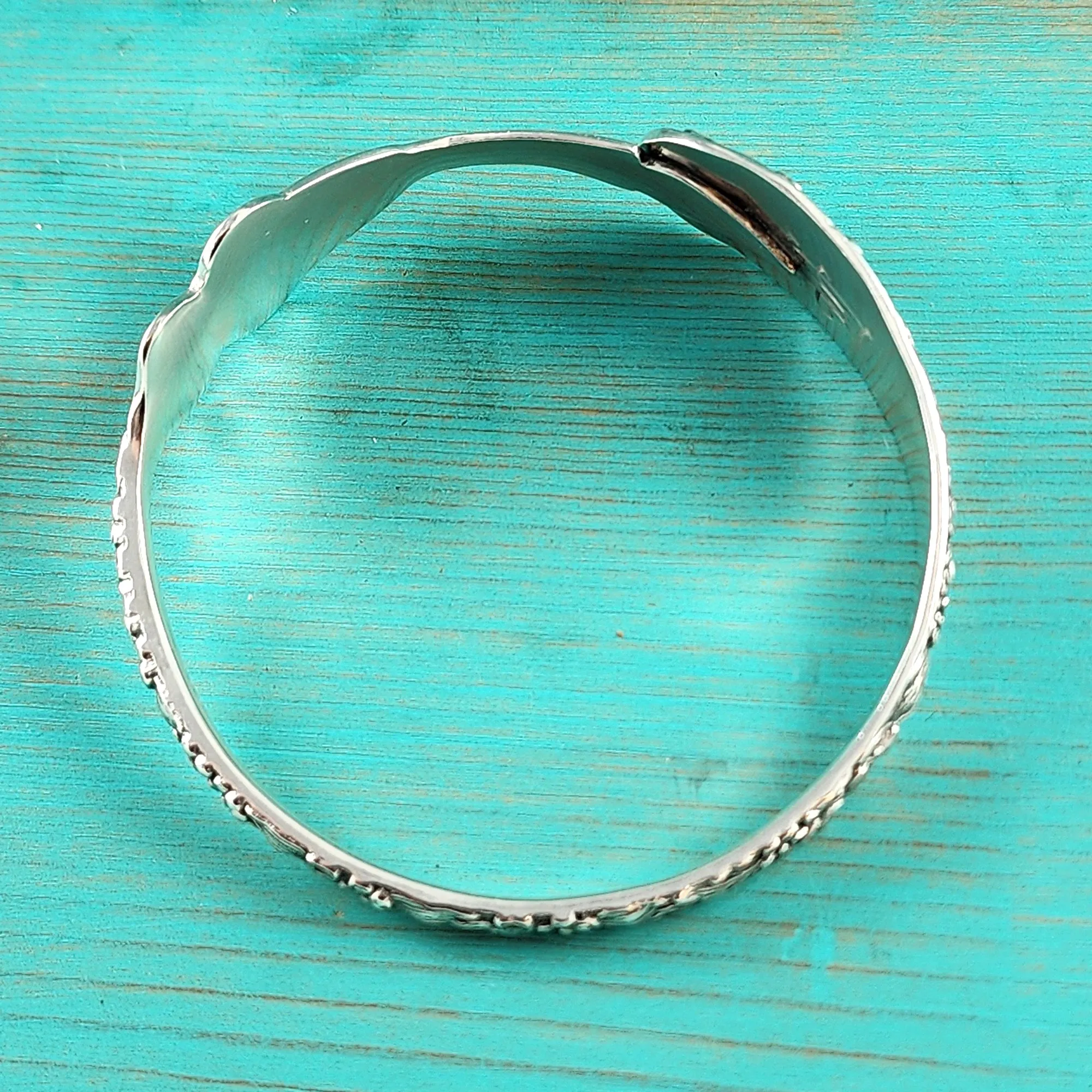 Sterling Silver Kirk Stieff Rose Repousse Lettuce Serving Fork Bangle Bracelet
