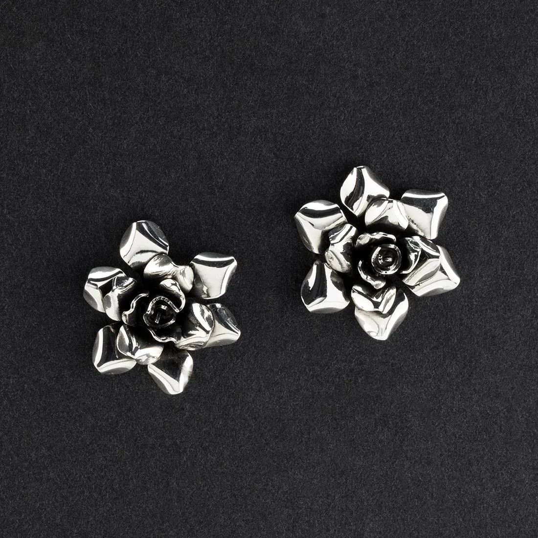 Sterling Silver Rose Stud Earrings