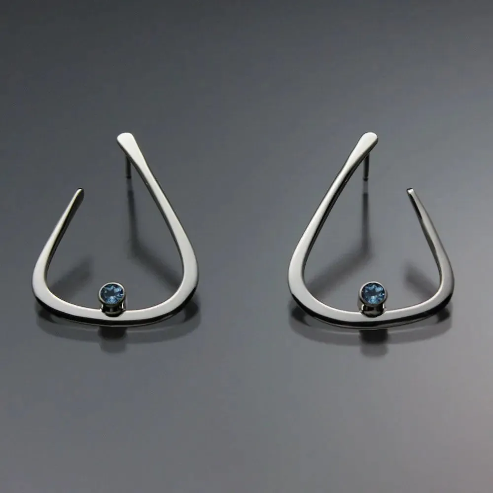Swiss Blue Topaz Earrings EAR040SMSSTZ Sterling Silver or 14K Gold by John Tzelepis Jewelry