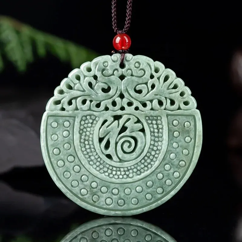 The Vault | Genuine Natural Circular Hand Carved Jadeite Necklace