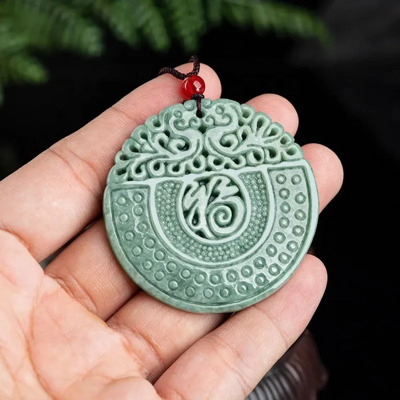 The Vault | Genuine Natural Circular Hand Carved Jadeite Necklace