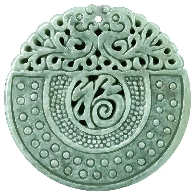 The Vault | Genuine Natural Circular Hand Carved Jadeite Necklace