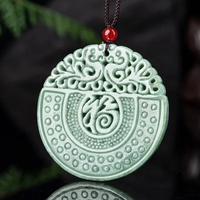 The Vault | Genuine Natural Circular Hand Carved Jadeite Necklace