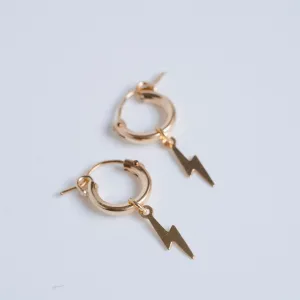 Tiny Lightning Bolt Huggie Hoops - Choose Your Metal