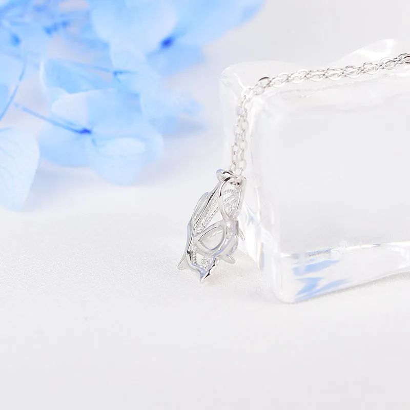 Topaz Moonstone Pendant Necklace in White Gold Plated Silver Gemstone Jewelry Women