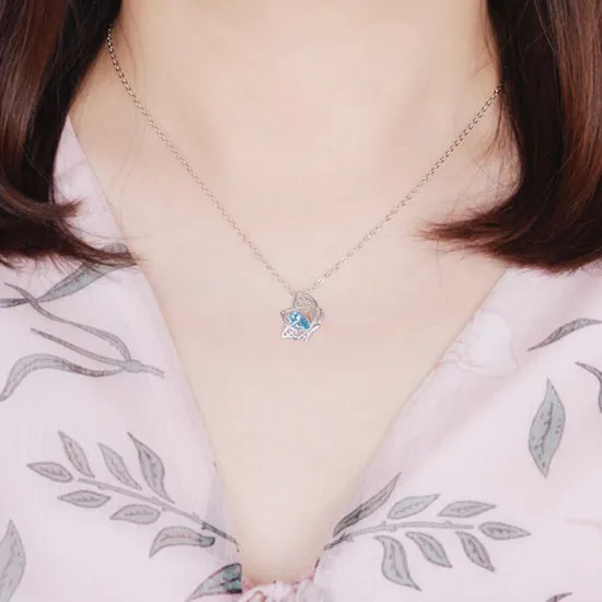 Topaz Moonstone Pendant Necklace in White Gold Plated Silver Gemstone Jewelry Women