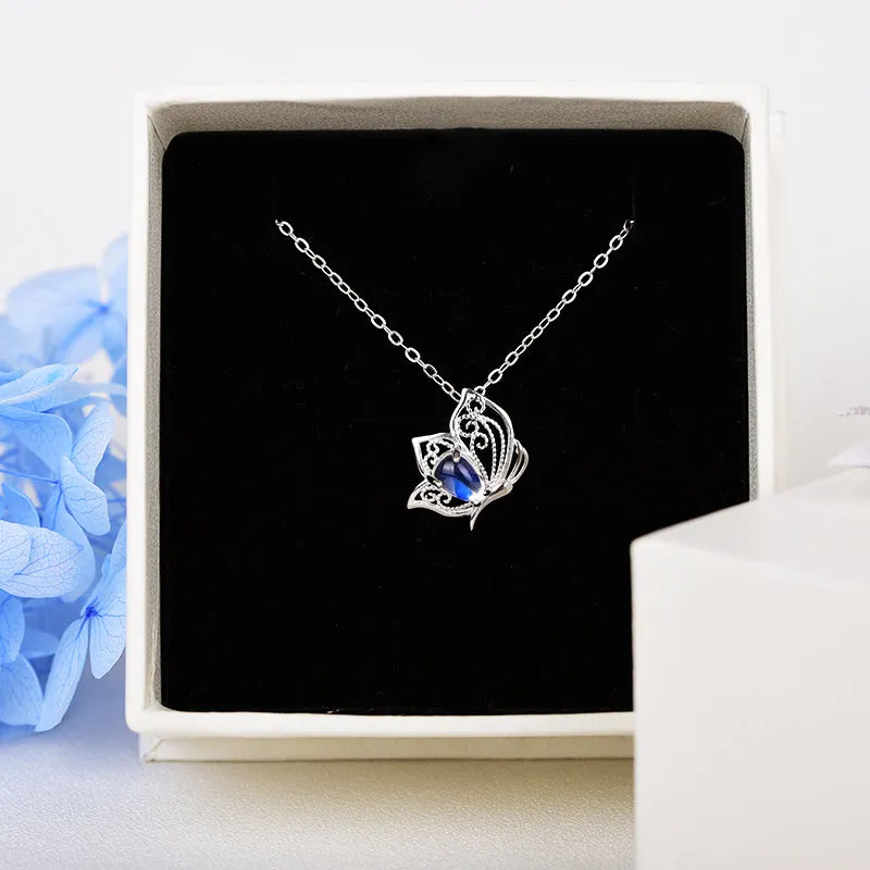 Topaz Moonstone Pendant Necklace in White Gold Plated Silver Gemstone Jewelry Women