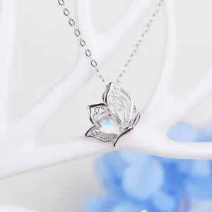 Topaz Moonstone Pendant Necklace in White Gold Plated Silver Gemstone Jewelry Women