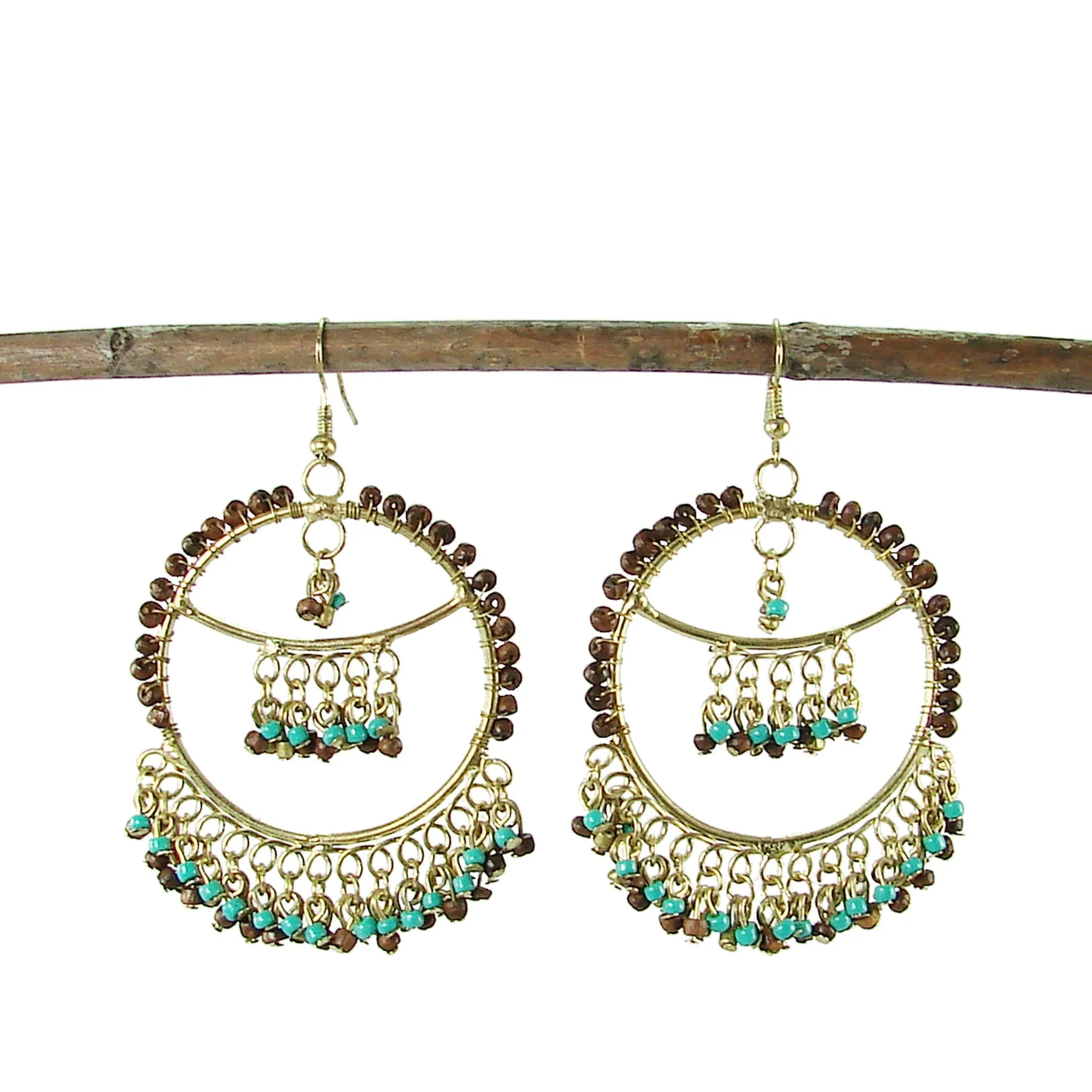 Turquoise and Wood Beaded Jewelry Gift Set