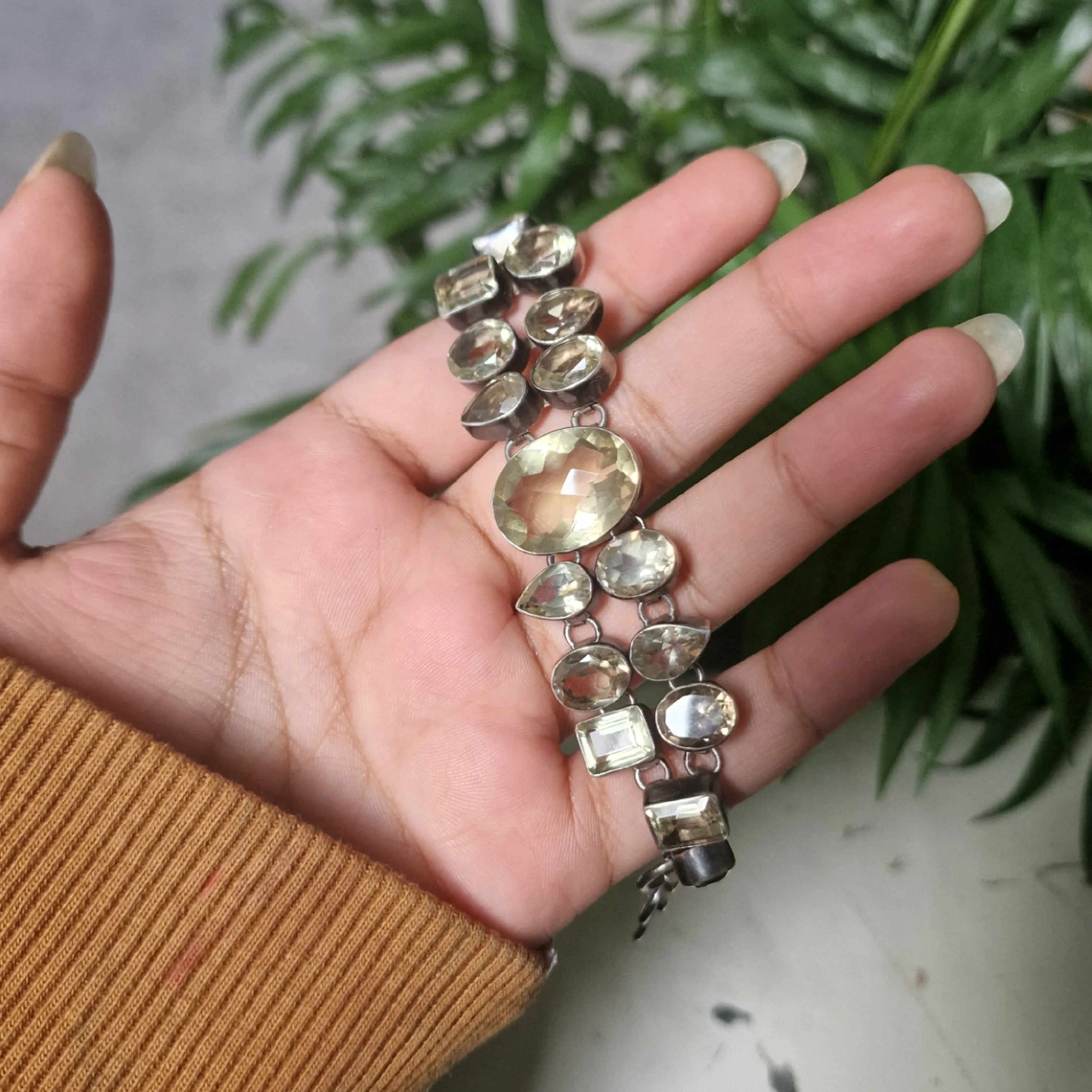 Vintage Sterling Silver Himalayan Faceted Citrine Bracelet