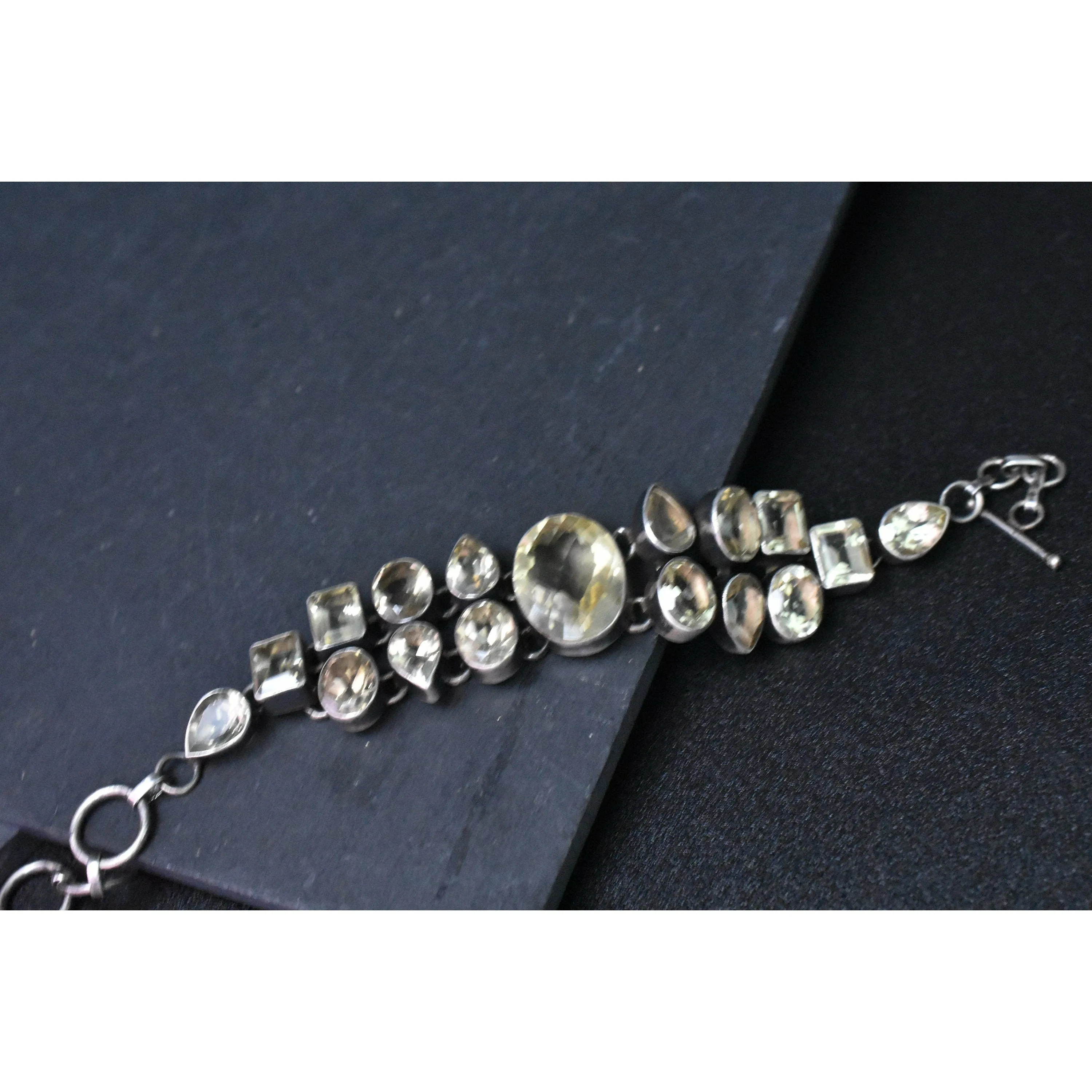 Vintage Sterling Silver Himalayan Faceted Citrine Bracelet