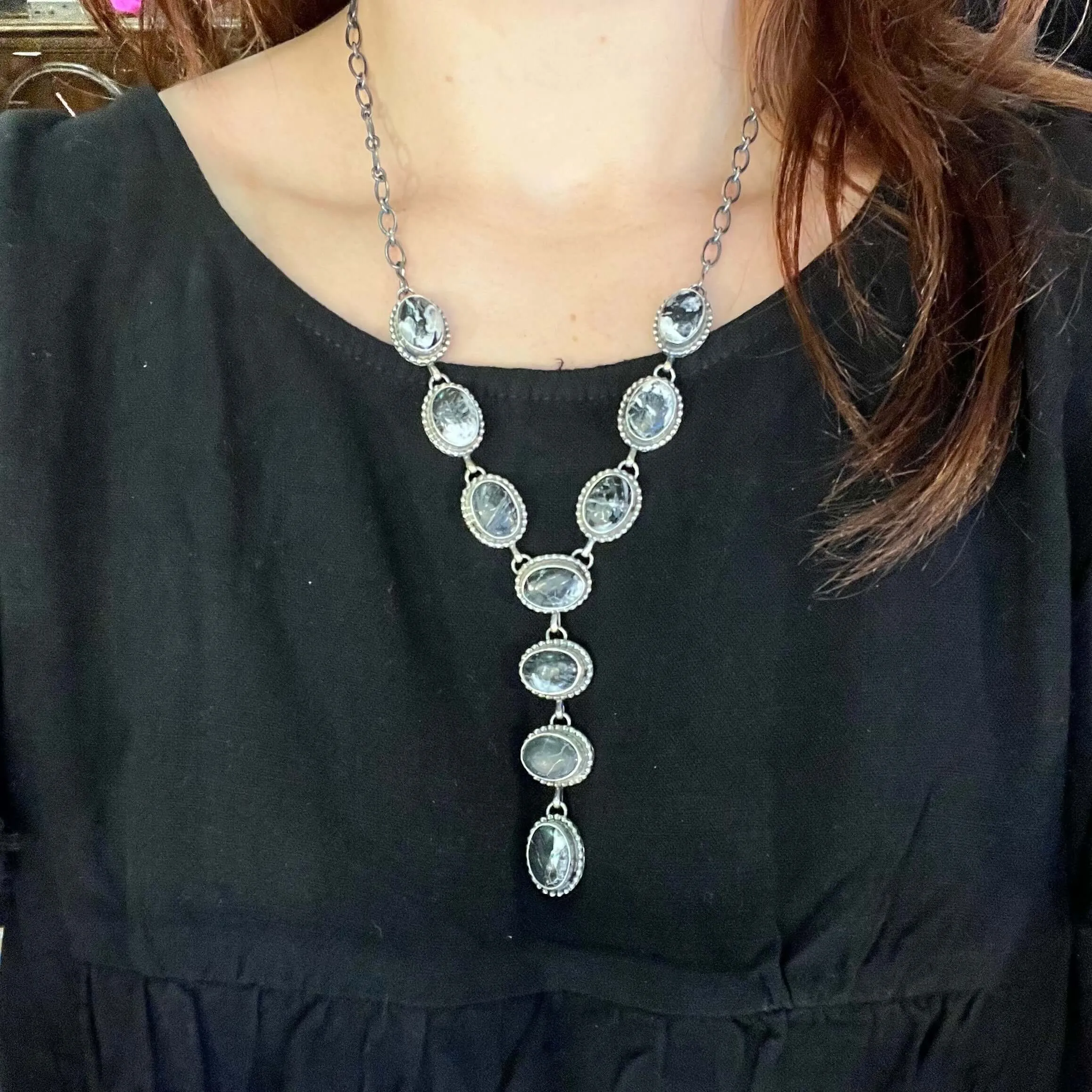 White Buffalo Lariat Genuine Necklace.