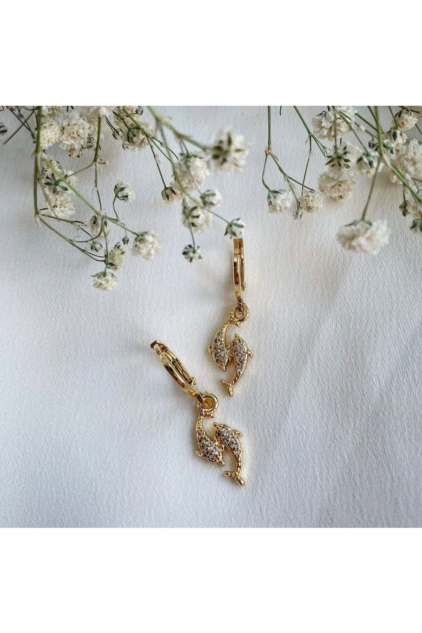 Wisteria London Delphina CZ Dolphin Huggie Hoops