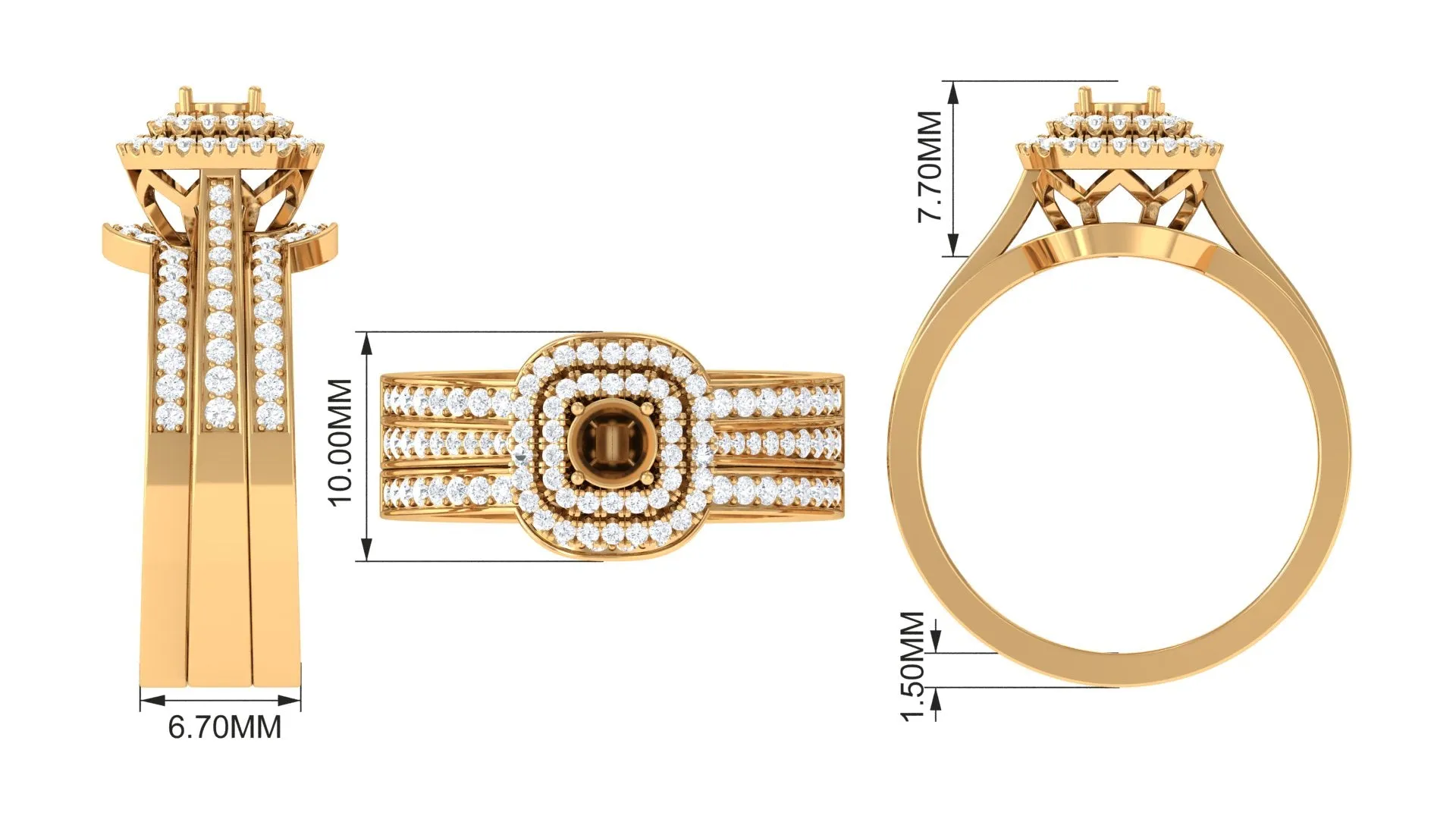 Zircon Statement Bridal Ring Set of 3